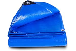 GZBtech Heavy Duty Tarpaulin Waterproof 【3x 4m 150g/m²】, Polyethylene Weatherproof Tarpaulin Cover Ground Sheet with Eyelets for Garden Furniture/Chicken run/Wood Logs/Car/Outdoor Camping Blue