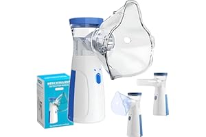 FLOBALIT Aerosol Ultrasuoni Portatile USB-C Macchina Con 2 Maschere E Boccaglio Adulti Bambini Silanzioso Inalatore Mesh Nebulizzatore Atomizzatore Funziona Con 2 Batterie AA (2025)