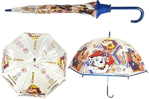 SRV Hub Kinder-Regenschirm aus PVC für Mädchen und Jungen, winddicht, 8 paneele, cartoon-charaktere, klassischer Regenschirm, Brolly für Unisex-Kinder ab 3 Jahren, transparent