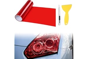 QEEROYO Lámina Tintada para Faros, Película de Luz para Automóvil, Faros Autoadhesivo Vinilo Pegatina, Protector Film Autoadhesivo Vinilo Pegatina, Lámina Impermeable para Faros del Coche, 30x120cm, Rojo
