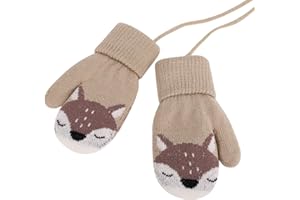 AfinderDE Unisex Kleinkind Baby Fäustel Handschuhe Herbst und Winter Handschuhe für 1-4 Jahren Fäustlinge Handschuhe Doppel Strickhandschuhe verdicken Fahrradhandschuhe mit Warme Plüschefutter