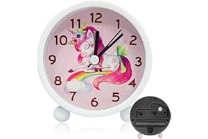 YeahBoom Kinderwecker für Schulanfänger,Kinder Lernwecker,Kinderwecker Mädchen Ohne Ticken,Wecker Kinder mit Nachtlicht,Einhorn Wecker,Batteriebetriebene Weckuhr für Mädchen Jungen