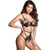 New Dreams Fantezi Dantelli Body Takımı, Transparan Seksi İ&ccedil; Giyim, Strappy Tasarım, Kadın Gecelik &amp; &Ouml;zel G&uuml;n Kombini