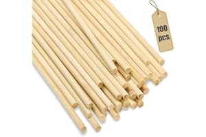 SWoob Wooden Stick 100pcs Wooden Dowels Sticks for Crafting 200 x 4 mm Wooden Dowel Rod for DIY Craft Projects Modeling Art Sculpture Home Decoration