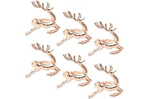 FYting Portatovaglioli Natalizi 6 Pezzi Portatovaglioli in Metallo, Elegante Fibbia di Cervo Adatto a Festa, Hotel, Matrimonio, Natale, Cena, Ristorante, Decorazione della Tavola(Oro Rosa)