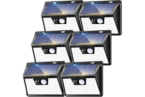 kolpop Luz Solar Exterior potente Blanco frío, [6 Paquete/3 Modos] focos led exterior solares 140 LED, Luz solar exterior con sensor de movimiento Impermeable IP65 foco solar para terraza