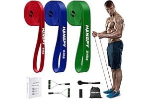 HANSPY Resistance Bands Set 3 Levels Exercise Fitness band for Working Out Pull Up Bands for Men & Women Strength Training, Home Gym Exercise, Physical Therapy, Yoga with Anchor Handles Bag