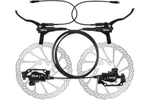 AEYINO Ebike Hydraulic Disc Brake Set - 2 Pistons Electric Power-Off Left Front 1100mm Right Rear 1800mm Aluminum Alloy Lever for Scooter/MTB Mountain Bike