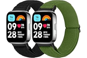 BTTNG Elastisches Armband kompatibel mit Xiaomi Redmi Watch 3 Active für Damen und Herren, Einstellbare Solo Loop Elastisches Armband Bequemes Sport Ersatzarmband für Redmi Watch 3 Active, 2 Stück