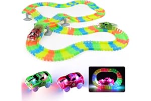 AKOKIE Jouet Enfant 3 Ans Circuit Voiture Enfant Jeux Enfants 3 Ans avec 2 Circuit Voiture Electrique Flexible Bricolage Jeu de Construction Educatif Jouet Garçon Cadeau Garcon Fille 3 4 5 Ans-240 Pièces