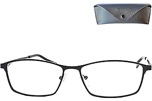 Mini Brille Occhiali Anti Luce Blu – Lenti Rettangolari Eleganti, Montatura in Acciaio Inox, Protezione PC e Lettura, Con Custodia – Uomo e Donna