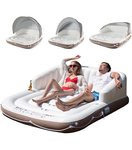 Gare Flottante Gonflable VEVOR ø8.5FT, Plateforme De Quai Gonflable Avec Piscine En Filet De Trampoline Tapis %c3%b85fteau Flottant Antiderapant Avec Sac Portatif Et Echelle Amovible