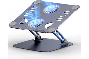 LPUNCD Höhenverstellbarer Laptop Ständer Mit RGB Lüfter, Faltbarer Stand Aus Aluminiumlegierung, Belüfteter Notebook Halterung, Ergonomisch Kompatibel Mit Alle MacBook, 10-17""