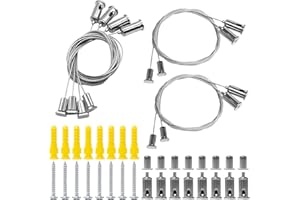 Pilikoll 8 Piezas 1.5mmx1m & 1.5mmx2m Cable de Colgar de Acero Inoxidable Ajustable Cuerda Alambre kit de suspensión para paneles LED Cable Acero Colgar para Paneles LED,Techos,Lámparas,Fotos,Luces