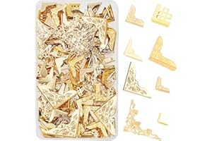 ‎PH PANDAHALL PandaHall Eckenschutz, 160 stücke 8 Stile Eisen Dreieck Buchecken Schutz Kantenschutz Metall Dekorative Abdeckung Pad Für Alben Bücher Notebooks Menüs Tagebuch Ordner Sammelalben, Golden