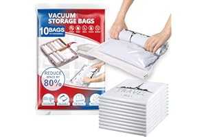 TAILI Small Vacuum Bags for Clothes Travel Vacuum Storage Bags 10Pack (40 X 60CM) Reusable Vacuum Storage Bags for Clothes Saves 80% of Storage Space Saver Bags for Clothes, Bedding, Moving