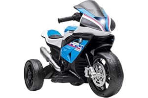 HOMCOM Elektro Kindermotorrad Elektromotorrad mit USB, 3 Musikmodi 2,5km/h Elektro Motorrad für Kinder ab 18 Monaten Blau