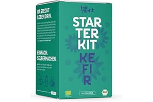 ‎FAIRMENT fairment Milch Kefir Starter Set - Anfängerfreundlich | Sofort Startklar | 100% Bio Kefirkultur - Mit Zubehör + Handbuch + Zugang zu Kefir-Brauer-Community - Original fairment Milchkefir Starterkit