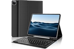 FARYODI Keyboard Case for iPad Pro 12.9-inch (6th, 5th, 4th & 3rd Generation), iPad Pro 12.9 Case with Keyboard, Smart Slim Cover & Wireless Bluetooth Keyboard for iPad, Case with Pencil Holder, Black
