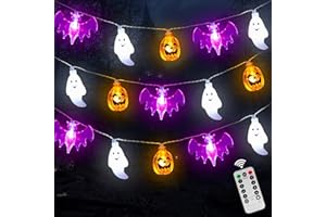 AOOIIN Halloween Luci Stringa, 4.5M 30 LED Luminosa Halloween 8 Modalità Fairy Lights Halloween per Interno Esterno Giardino Cortili Festa (A)