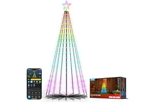 Govee Christmas Cone Tree Lights, 1,82 m 316 LED Luci a Catena RGBIC con Controllo Tramite APP Intelligente, 82+ Modalità Scena, Impermeabili IP67 per Halloween e Natale, Modalità Musica, Nero