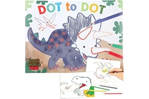 Depesche 12010 Świat Dino - Kolorowanka dot-to-dot z 48 stronami do tworzenia motywów dinozaurów, kolorowanka z wydrukowanymi wcześniej obrazkami