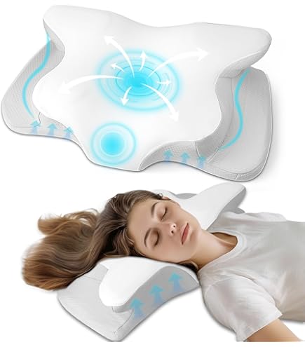 YunNasi Memory Foam kussen, ergonomisch neksteunkussen, orthopedisch hoofdkussen, zijslaapkussen, voor zijslapers, rug en buikslapers met wasbare verkoelende ijszijde overtrek