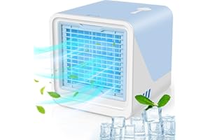 NEAT-O Portable Air Conditioner, Personal Cooler Fan, 3 in 1 Evaporative With Large Capacity Water Tank, Quiet Mini Conditioner Desk Cooling Fan for Home, Bedroom, Travel, and Office, Grey