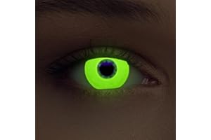 ‎DESIGNLENSES / WEIL ES OFT AUF DEN ERSTEN BLICK ANKOMMT DESIGNLENSES, Leuchtende gelbe Halloween The Purge Kostüm UV Licht Kontaktlinsen, 1 Paar (2 Stück),weiche Schwarzlicht Farblinsen ohne Stärke (Glowing Yellow)