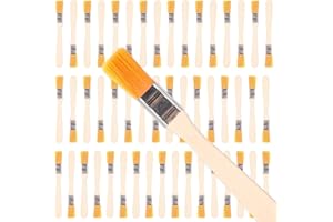HJJMN 50Pcs Nylon Bristle Paint Brush, 12mm Small Flat Acrylic Paint Brushes, Soft Multipurpose Bulk Watercolor Painting Brush, Chip Paint Brushes with Wood Handle for House Trim Home Repair