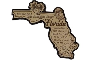 Printtoo USA Florida State Map Wooden Magnet Souvenir Fridge Magnet Gift