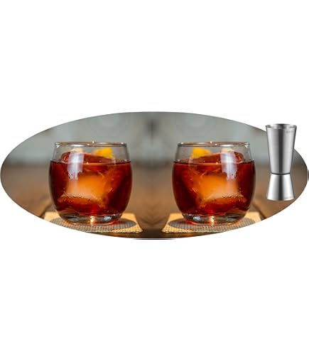 Topkapi Bar & Lounge 251.152 Negroni glazen 3-delige cocktailset Enrico – fantastisch voor Negroni, 465 ml, puur plezier, inclusief Double Jigger om te mixen