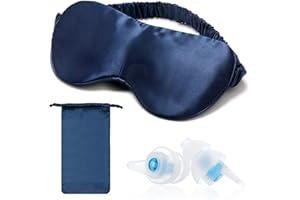 Hearprotek Máscara de seda para dormir,100% Mulberry Máscara de ojos de seda para duermen mujeres/hombres,Máscara para dormir suave con tapones para los oídos y una bolsa de viaje de satén