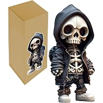 Fahibin Statue De Squelette Gothique Tête De Mort En Résine - Figurine Crâne Mignon Pour Halloween, Noël Et Décoration