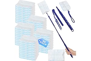 LCXCXY 50 Pezzi Kit per Swiffer Duster Ricariche, Aspiratore con 2 maniglie, panni compatibili per Swiffer Starter Kit Duster, Panni Cattura Polvere Si applica a Scuola, Ufficio, Casa