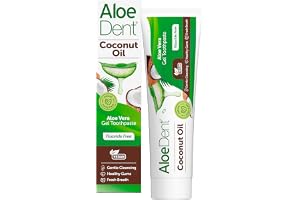 AloeDent Coconut Oil Toothpaste fluoridfri, naturlig åtgärd, vegan, krispfri, SLS-fri, trippel action, hälsosamt gummi, 100 m