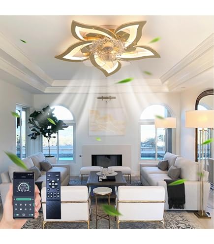 JIINOO Ceiling Fan With Light And Remote Control, Modern Dimmable LED