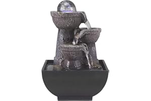 BEPER P201UTP200 Zimmerbrunnen Wasserfall mit Beleuchtung – Zimmerbrunnen Zen, Harz/Schwarz, klein