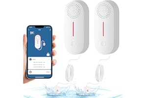 DAYTEE DAYTECH TUYA inteligentny czujnik wody, czujnik wycieku, pompa ściekowa, czujnik poziomu 2 w 1, 100 dB regulowana głośność, alarm powodzi do piwnicy (tylko obsługuje Wi-Fi 2,4 GHz), 2 sztuki