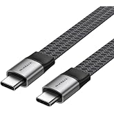 USB 4.0 40GBPS Flat USB C Veri Kablosu, 240W USB C Şarj Kablosu, 8K@60hz 4K@240Hz 2K@360Hz Thunderbolt 4 G&ouml;r&uuml;nt&uuml; Kablosu, Mac