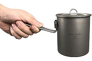 Jolmo Lander Titanium Adventure Cooking Pot with Locking Handle Ultra-light Compact Mug Pot for Camping,Hiking 750ml/900ml/1100ml