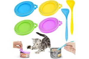 STSAIL Dosendeckel 4 Stück Dosendeckel Katzenfutter, Deckel für Katzenfutter Hundefutter Dosen Universal Katzenfutter Deckel Luftdicht Silikon Deckel für Dosen, für Hund und Katzen mit Katzenfutter Löffel