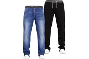 DENIM & DYE JEANBASE New Boys Kids Two Pack Bundle Designer Branded Stretch Denim Elasticated Ribbed Waist Jogger Pull On Jeans Pants