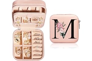 JEKUGOT Personalized Jewelry Box Small - Travel Jewelry Case with Mirror, Travel Jewelry Organizer Storage Trinket Box, Birthday Gift for Women, Mothers, and Friends（A）