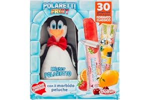 Lucgel Scatola da 30 POLARETTI Ghiaccioli Fruit con MORBIDO PELUCHE da 1260 Ml DOLFIN Pronti da Gelare