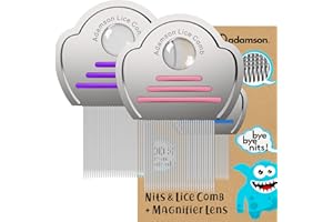 Adamson Lice Comb Duo - Stainless Steel Lice Combs for Kids x 2 - Effective Nit Comb - Lice Combs for Thick Hair - Durable and Easy to Clean - Pink & Purple Set