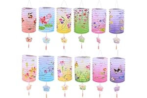 JIELUO 12 Pieces Chinese Paper Lanterns - Chinese Paper Lanterns Lamp Shades Ceiling Hanging Decoration Colorful for Birthday Wedding Party