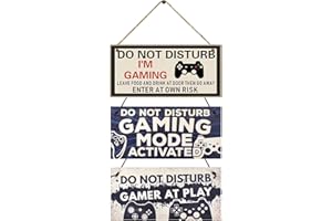 DEARBAG Do Not Disturb - Placca da appendere per gaming, decorazione da parete, con scritta divertente, cartello di avvertimento in legno, per gamer, camera da letto, adolescente, porta, 20 x 10 cm