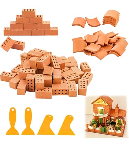50 Mini Ziegelsteine Set - Realistische Modellbau Steine Für Puppenhaus & Deko