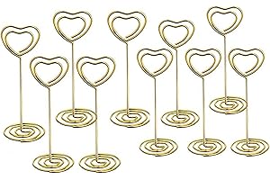 DISDAIN Table Number Folder Wedding Banquet Table Business Card Holder Memo Photo Holder Suitable for Parties Banquets Offices,12-Piece Set (Gold, Heart Shape)